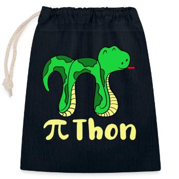 Funny snake pi day math python science joke - Closable cotton gift bag (25x30cm) - navy - Front