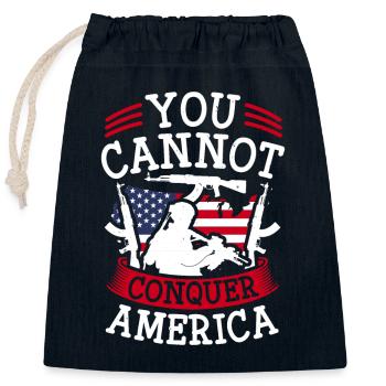 MAN KANN AMERIKA NICHT EROBERN - Verschließbarer Geschenkbeutel aus Baumwolle (25x30cm) - Navy - Vorne