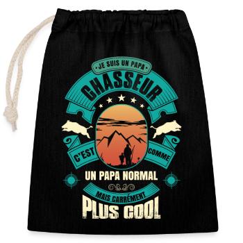 Fête Des Pères Papa Chasse Chasseur - Sac cadeau en coton avec cordon (25 x 30 cm) - noir - Devant