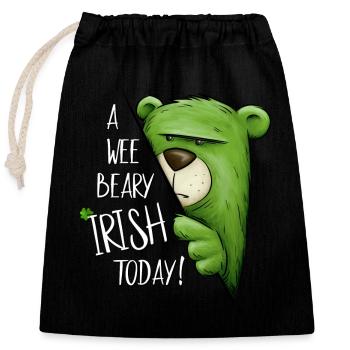 A Wee Beary Irish Today Grüner Bär St Pattys Day - Verschließbarer Geschenkbeutel aus Baumwolle (25x30cm) - Schwarz - Vorne