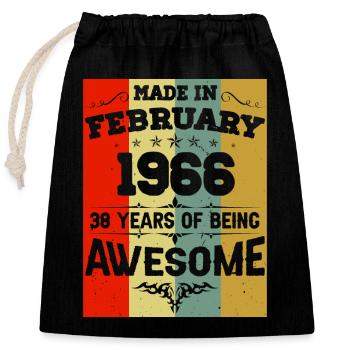 Anniversaire millésime février 1966 - Sac cadeau en coton avec cordon (25 x 30 cm) - noir - Devant