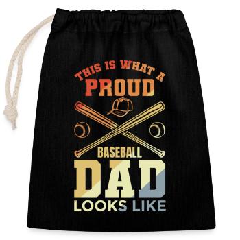 Lustiger Baseballvater - Verschließbarer Geschenkbeutel aus Baumwolle (25x30cm) - Schwarz - Vorne