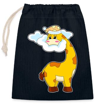 Nuages de girafes - Sac cadeau en coton avec cordon (25 x 30 cm) - bleu marine - Devant