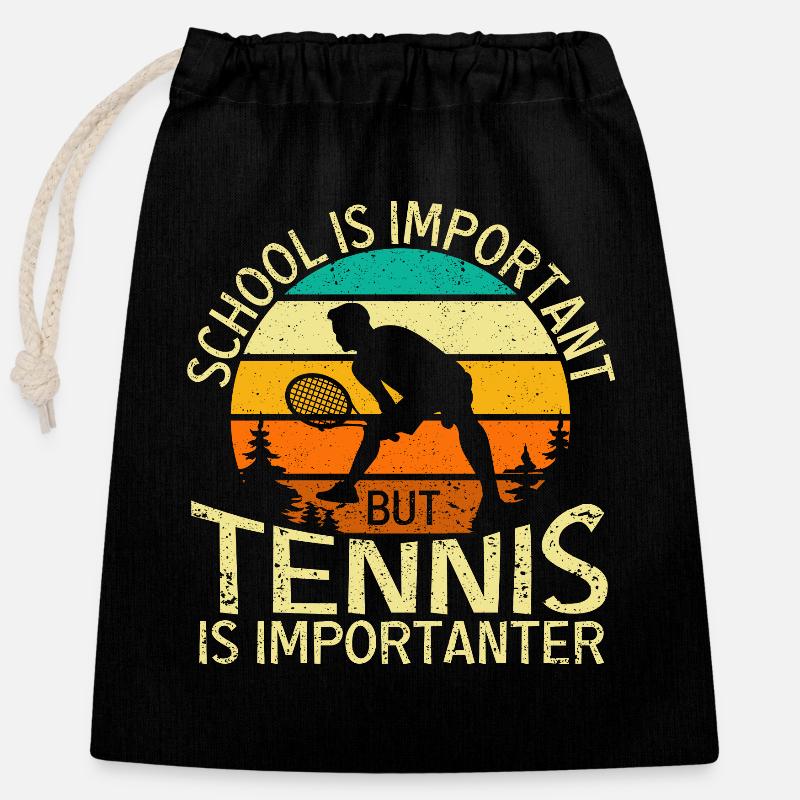L’école est importante, mais le tennis est encore plus important - Sac cadeau en coton avec cordon (25 x 30 cm) - noir