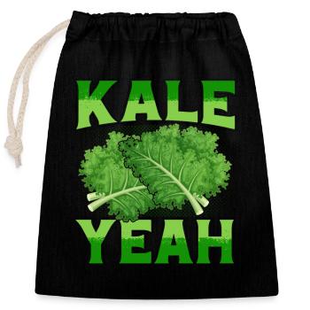 kale yeah Grünkohl Vegan - Verschließbarer Geschenkbeutel aus Baumwolle (25x30cm) - Schwarz - Vorne