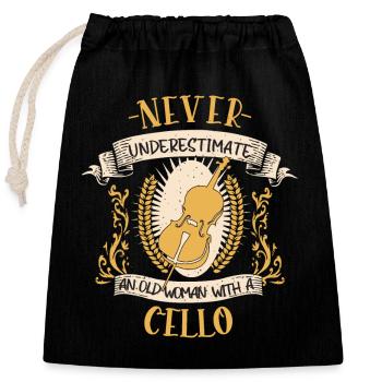 Cello Musikerin Streichinstrument Geschenk - Verschließbarer Geschenkbeutel aus Baumwolle (25x30cm) - Schwarz - Vorne
