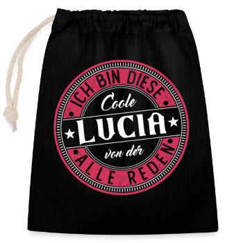 Lucia Geschenkidee Geschenk Geburtstag - Verschließbarer Geschenkbeutel aus Baumwolle (25x30cm) - Schwarz - Vorne