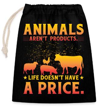 Les animaux ne sont pas des produits La vie n’a pas de prix - Sac cadeau en coton avec cordon (25 x 30 cm) - noir - Devant
