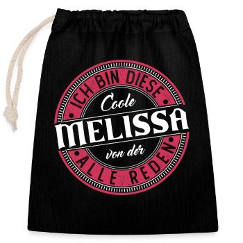 Melissa Geschenkidee Geschenk Geburtstag - Verschließbarer Geschenkbeutel aus Baumwolle (25x30cm) - Schwarz - Vorne