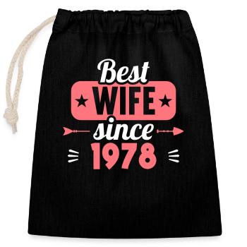 45e anniversaire de mariage Meilleure épouse depuis 1978 - Sac cadeau en coton avec cordon (25 x 30 cm) - noir - Devant