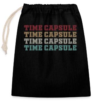 Time Capsule Font Design - Closable cotton gift bag (25x30cm) - black - Front
