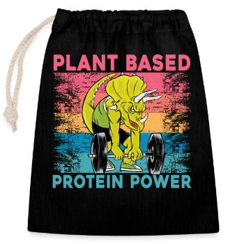 Plant based Protein Power Vegan - Verschließbarer Geschenkbeutel aus Baumwolle (25x30cm) - Schwarz - Vorne