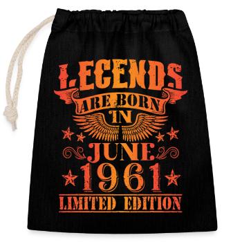 Geburtstag Juni 1961 Limited Edition Vintage - Verschließbarer Geschenkbeutel aus Baumwolle (25x30cm) - Schwarz - Vorne
