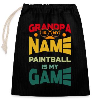Grandpa Is My Name Paintball Is My Game - Closable cotton gift bag (25x30cm) - black - Front