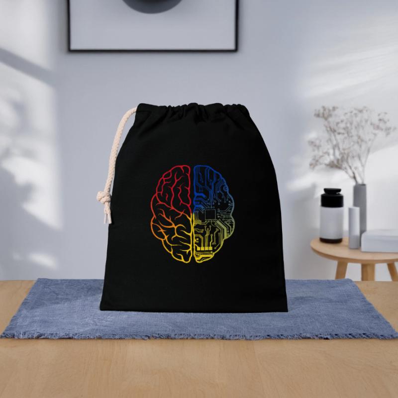 Programmeur Codeur - Développeur Programmation Cerveau Sac cadeau en coton avec cordon (25 x 30 cm)