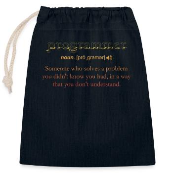 Programmer Funny Definition Coding Humor Vintage - Closable cotton gift bag (25x30cm) - navy - Front