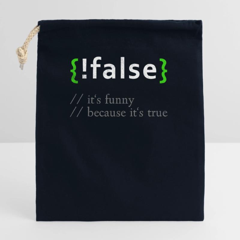 !False Funny Coding Programmer Computer Developer Closable cotton gift bag (25x30cm)