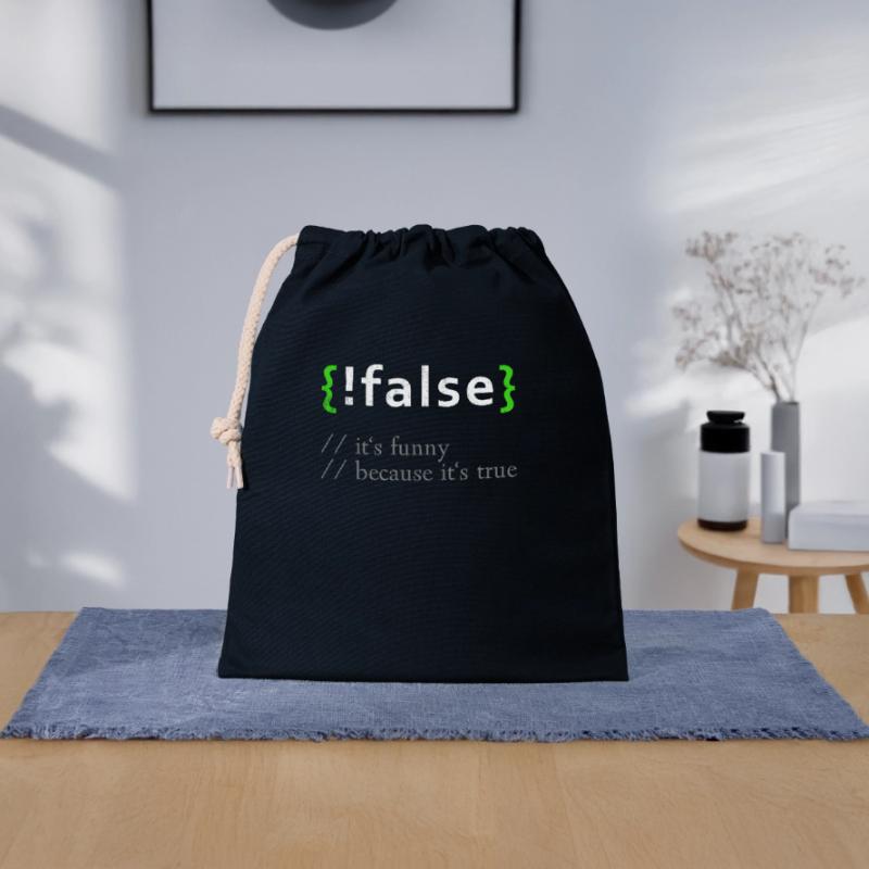 !False Funny Coding Programmer Computer Developer Closable cotton gift bag (25x30cm)