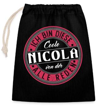 Nicola Geschenkidee Geschenk Geburtstag - Verschließbarer Geschenkbeutel aus Baumwolle (25x30cm) - Schwarz - Vorne