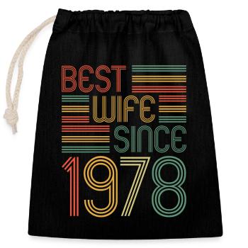 45e anniversaire de mariage Meilleure épouse depuis 1978 - Sac cadeau en coton avec cordon (25 x 30 cm) - noir - Devant