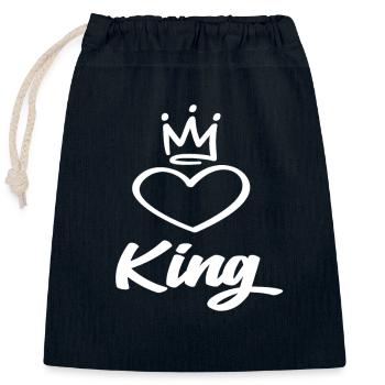 Roi - Sac cadeau en coton avec cordon (25 x 30 cm) - bleu marine - Devant