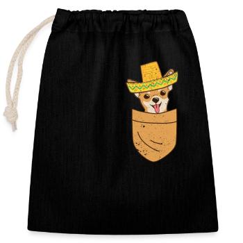 Chihuahua mexicain pieds sombrero cinco de mai - Sac cadeau en coton avec cordon (25 x 30 cm) - noir - Devant