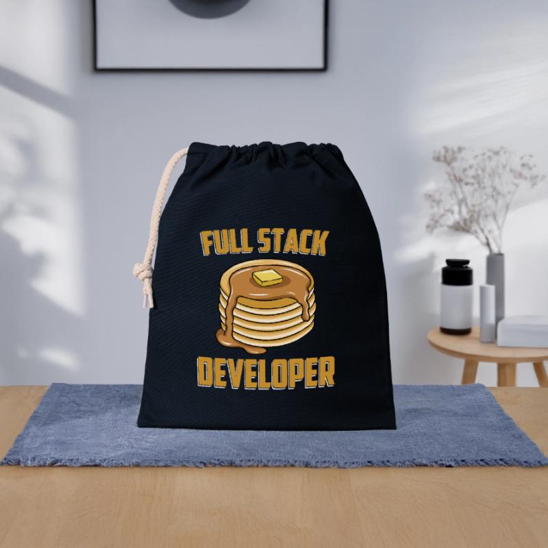 Développeur Full Stack - Programmeur Codeur informatique Sac cadeau en coton avec cordon (25 x 30 cm)