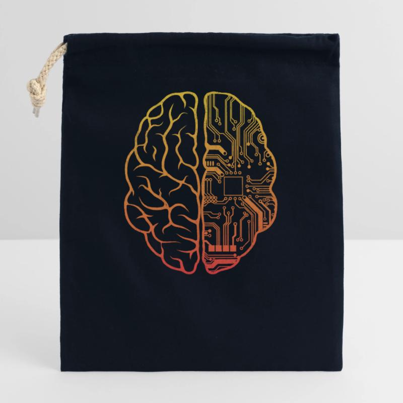 Programmeur Coding - Developer Programming Brain Sac cadeau en coton avec cordon (25 x 30 cm)