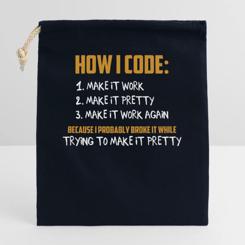 Programmierer Coder Entwickler Programmierung Codierung Wortspiel Verschließbarer Geschenkbeutel aus Baumwolle (25x30cm)