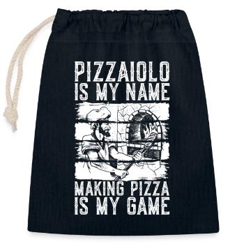 Pizza Backen Pizzabäcke Pizzaproduktion Pizza - Verschließbarer Geschenkbeutel aus Baumwolle (25x30cm) - Navy - Vorne