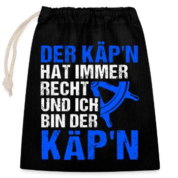 Steuer Hafen Kapitän Schiffskapitän Meer lustiger - Verschließbarer Geschenkbeutel aus Baumwolle (25x30cm) - Schwarz - Vorne