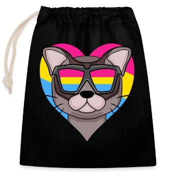 Pansexual Cat Burma Heart Gift - Closable cotton gift bag (25x30cm) - black - Front