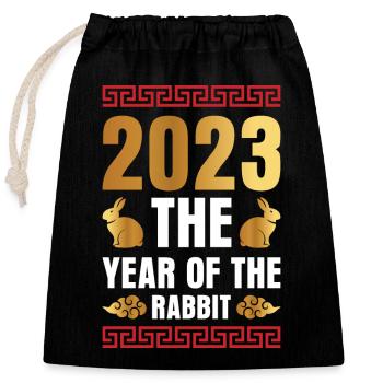2023 L’année du zodiaque chinois lapin - Sac cadeau en coton avec cordon (25 x 30 cm) - noir - Devant