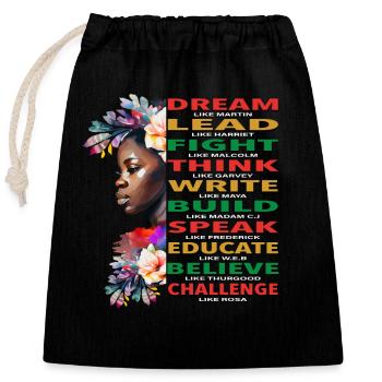 Dream Lead African American Black History Month - Verschließbarer Geschenkbeutel aus Baumwolle (25x30cm) - Schwarz - Vorne