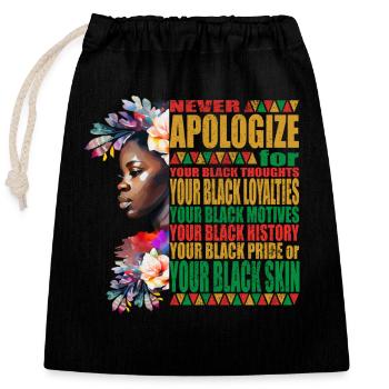 Mois de l’histoire des Noirs afro Melanin - Sac cadeau en coton avec cordon (25 x 30 cm) - noir - Devant