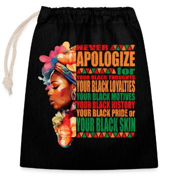 Mois de l’histoire des Noirs Black Color Pride - Sac cadeau en coton avec cordon (25 x 30 cm) - noir - Devant