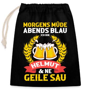 Helmut - Verschließbarer Geschenkbeutel aus Baumwolle (25x30cm) - Schwarz - Vorne