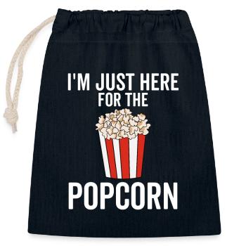 Ich bin nur wegen des Popcorns hier - Verschließbarer Geschenkbeutel aus Baumwolle (25x30cm) - Navy - Vorne