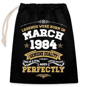 Vintage Aged To Perfection March 1984 - Closable cotton gift bag (25x30cm) - black - Front
