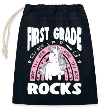 First Grade Rocks Unicorn School Starters Gift - Verschließbarer Geschenkbeutel aus Baumwolle (25x30cm) - Navy - Vorne
