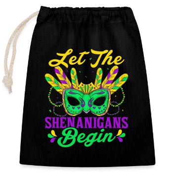 Let The Shenanigans Begin Mardi Gras Parade - Closable cotton gift bag (25x30cm) - black - Front