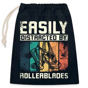 Easily distracted by rollerblades - Closable cotton gift bag (25x30cm) - navy - Front