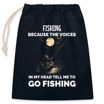 Retro Fishing Funny - Closable cotton gift bag (25x30cm) - navy - Front