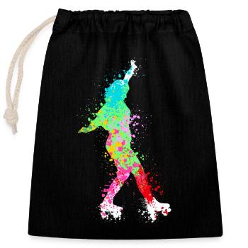 Splash Art rollerblade inline skating - Closable cotton gift bag (25x30cm) - black - Front
