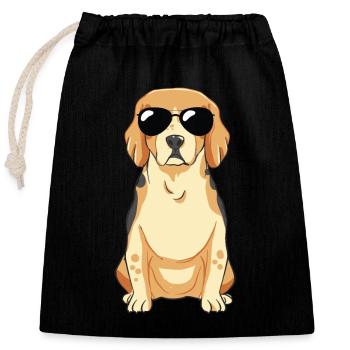 Beagle Welpe Mit Sonnebrille - Verschließbarer Geschenkbeutel aus Baumwolle (25x30cm) - Schwarz - Vorne