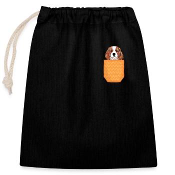 Sac pour chiots Charles Spaniel - Sac cadeau en coton avec cordon (25 x 30 cm) - noir - Devant