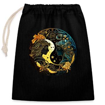 Portez votre signe du zodiaque astrologique avec fierté: Gémeaux - Sac cadeau en coton avec cordon (25 x 30 cm) - noir - Devant