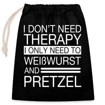 Weißwurst Und Brezel Design - Verschließbarer Geschenkbeutel aus Baumwolle (25x30cm) - Schwarz - Vorne