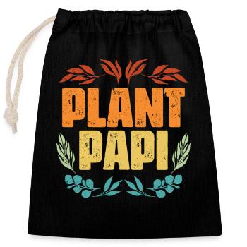 Plante Vintage Papi Plantes de jardinage pour une plante - Sac cadeau en coton avec cordon (25 x 30 cm) - noir - Devant