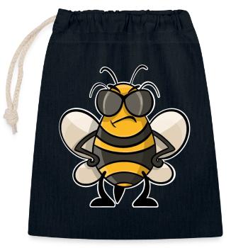 Abeille - Sac cadeau en coton avec cordon (25 x 30 cm) - bleu marine - Devant